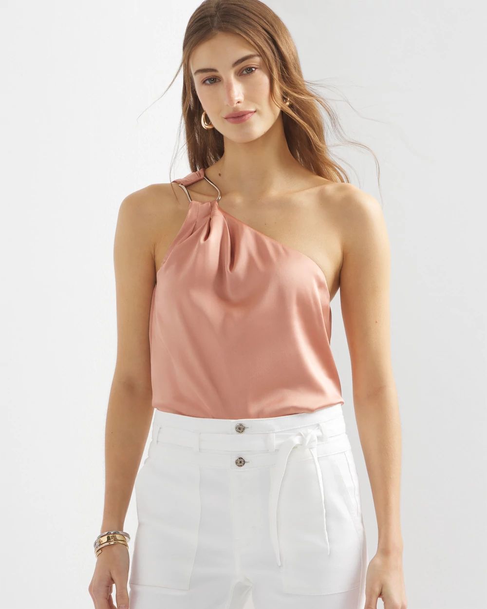 One Shoulder Ring Top White House Black Market